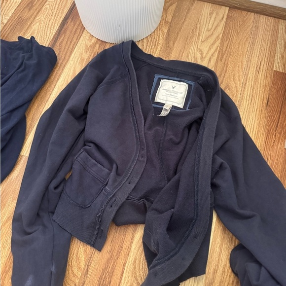 American eagle button up navy blue size xs sweater - Picture 2 of 4